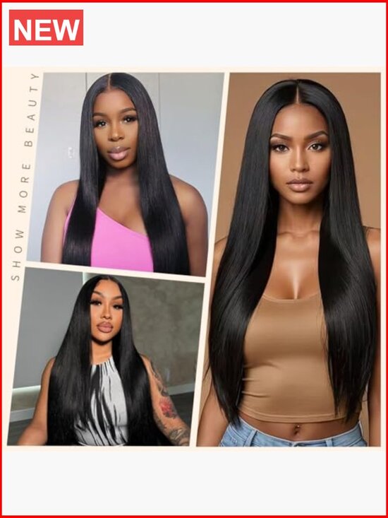 38 Inch Straight Human Hair Wig, 200 Density 13x6 HD Lace Front Wig, Pre